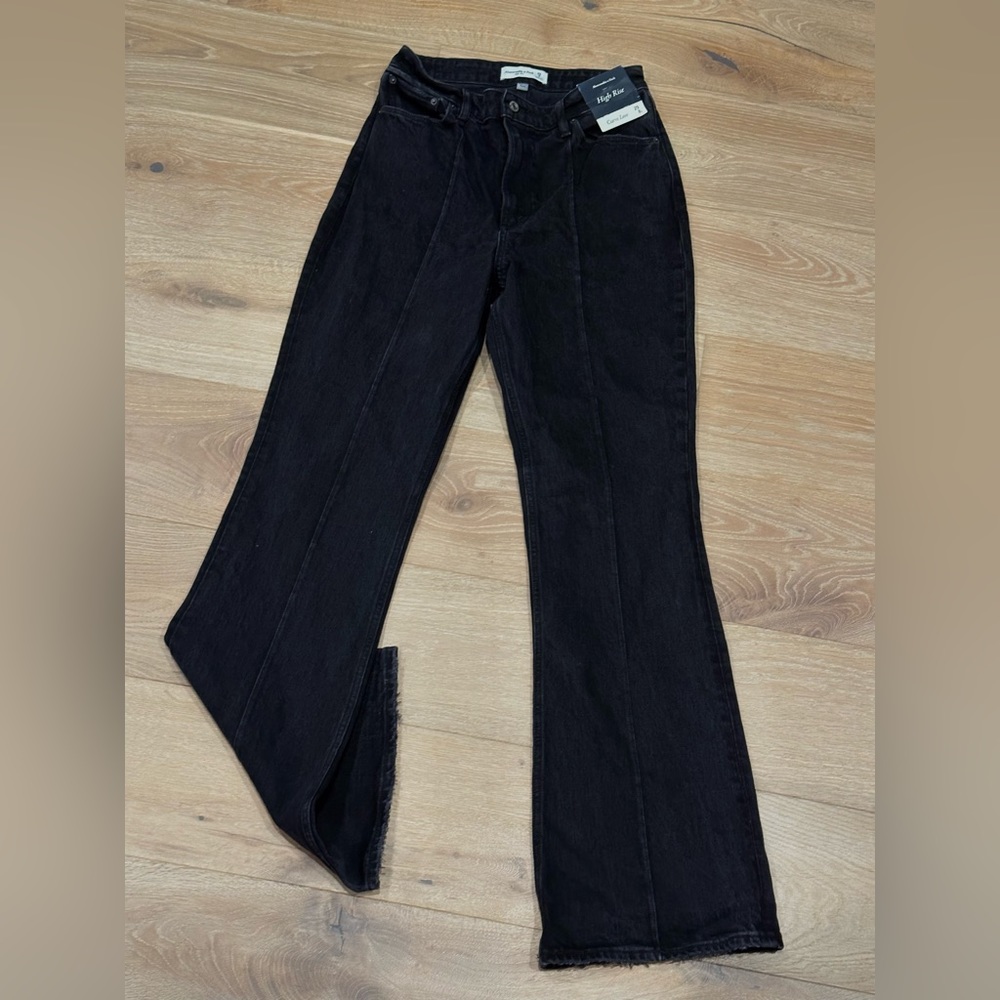ABERCROMBIE & FITCH black denim high rise flare jeans